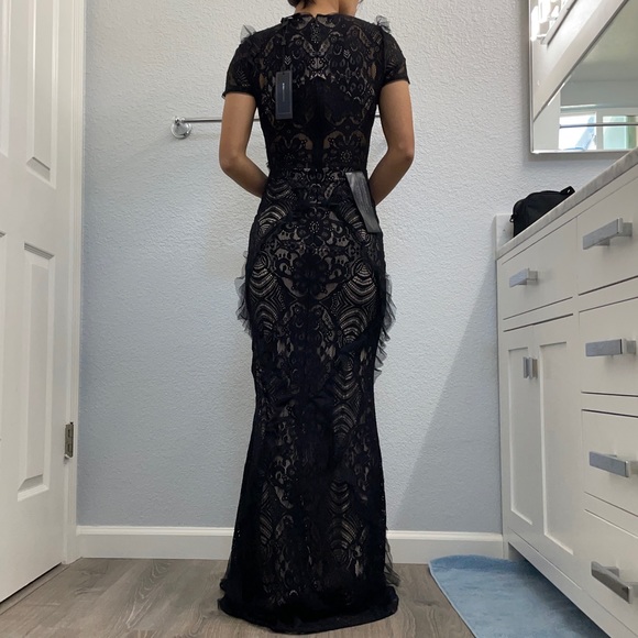 BCBGMAXAZRIA Black Lace Dress w Ruffles - Picture 10 of 16